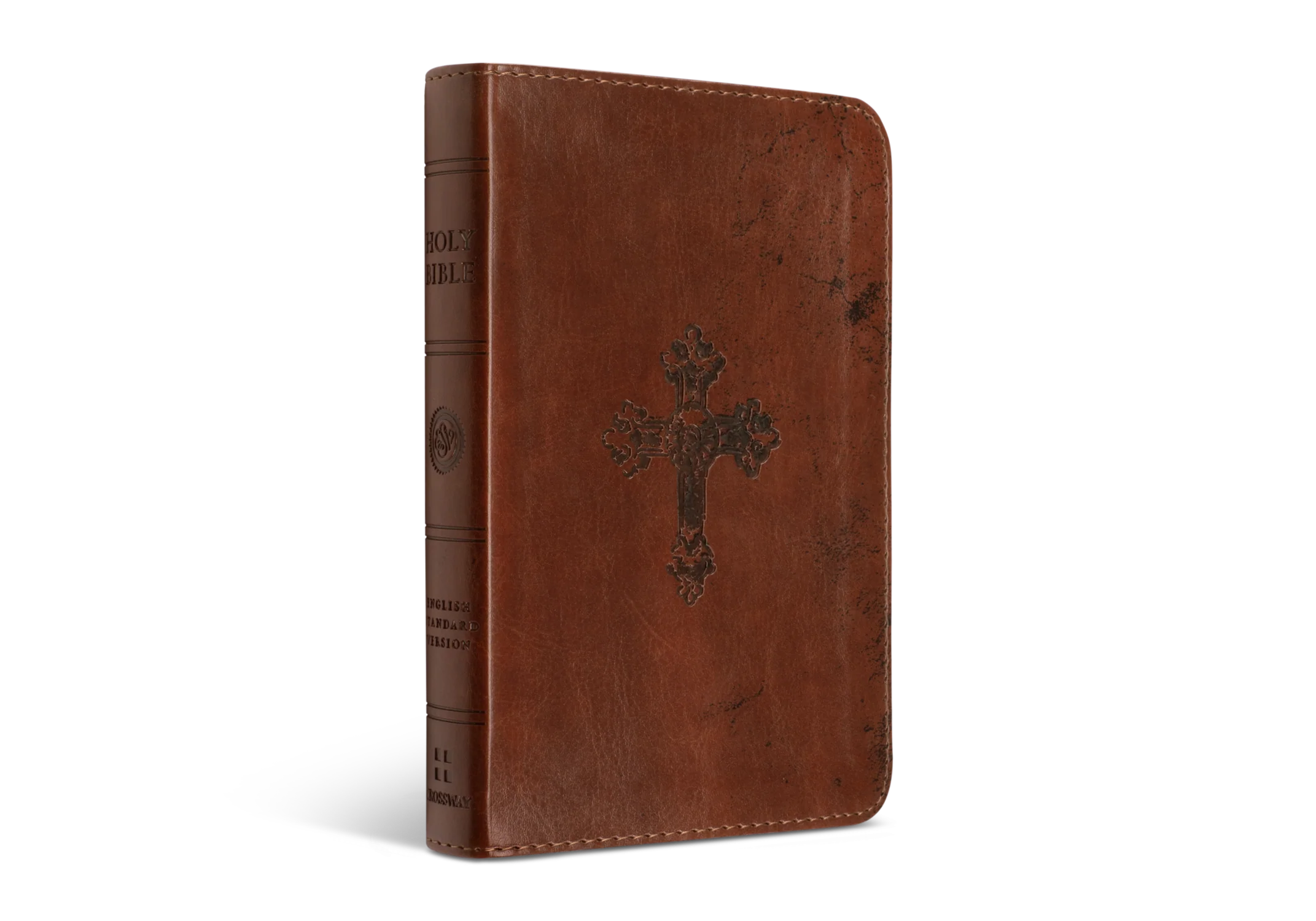 ESV Compact Bible (TruTone, Walnut, Weathered Cross Design) - Image 3